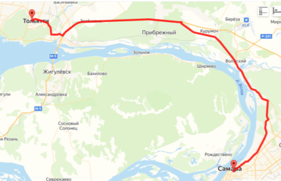 Авария на трассе Самара-Тольятти 8 марта - место на карте1