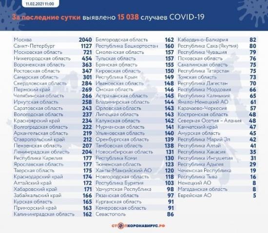 Данные по заразившимся и умершим от коронавируса на 11 февраля1