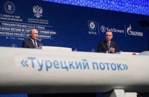 Президент России Владимир Путин и президент Турции Реджеп Тайип Эрдоган на церемонии официального открытия газопровода Турецкий поток в Стамбуле2