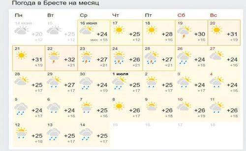 Какая погода ждет белорусов до конца июня 2
