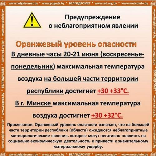 Какая погода ждет белорусов в выходные 19-20 июня: 30-градусная жара и оранжевый уровень опасности1