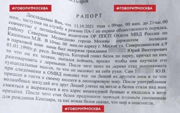 "Гонял белок, кричал, что он их хозяин": полиция задержала "лешего" в Москве
