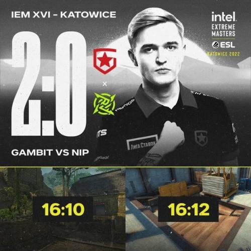 Gambit обыграли Ninjas in Pyjamas и прошли в плей-офф IEM Katowice 20221