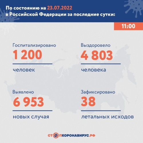 Статистика заболеваемости коронавирусом в России на 23 июля1
