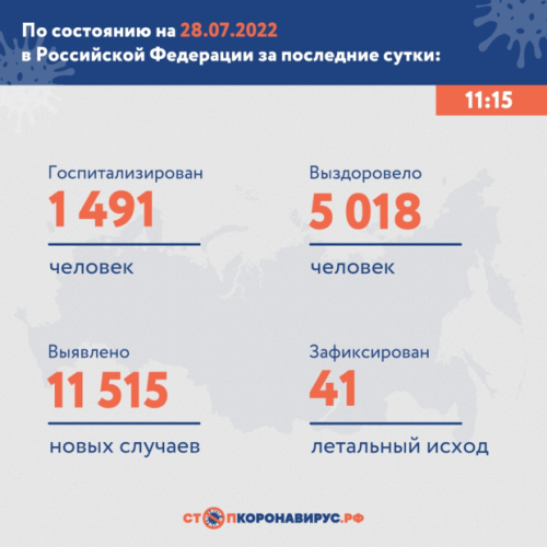 В России зарегистрировали 11 515 заражений COVID-19 1