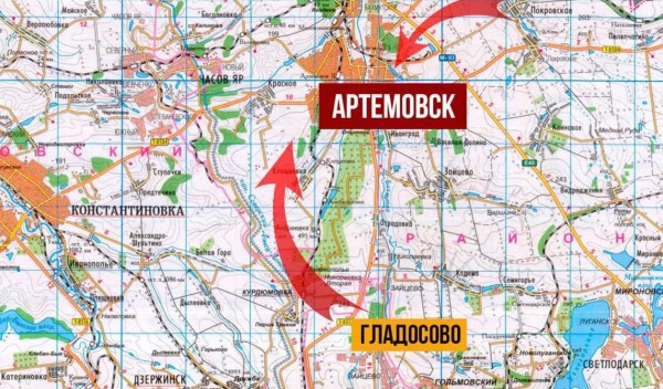 Карта наступления в районе Артемовска (Бахмут) и Соледара2