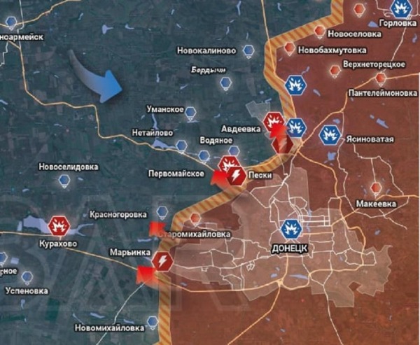 Карта наступления в районе Донецка и Авдеевки1