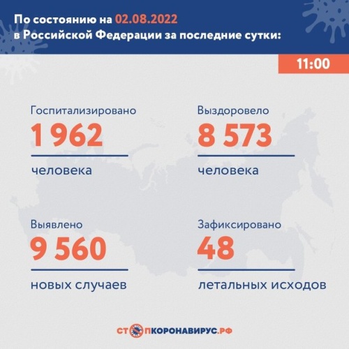 Статистика заболеваемости коронавирусом в России на 2 августа1