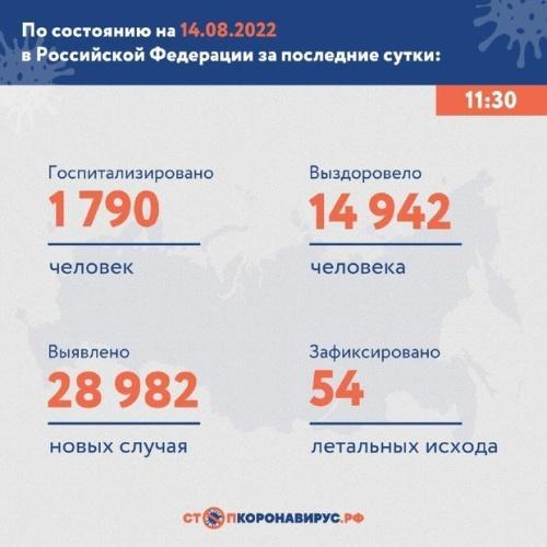 За последние сутки в России выявили 28 982 случая заболевания коронавирусом1