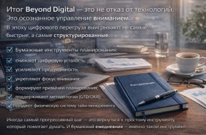 Beyond Digital: почему бумажные инструменты планирования выигрывают в эпоху цифрового перегруза